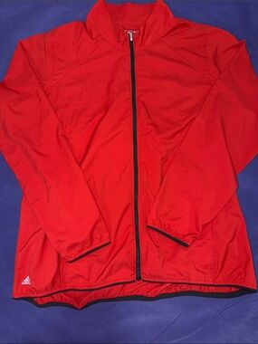 adidas Red Full-Zip Athletic Jacket with Black Trim